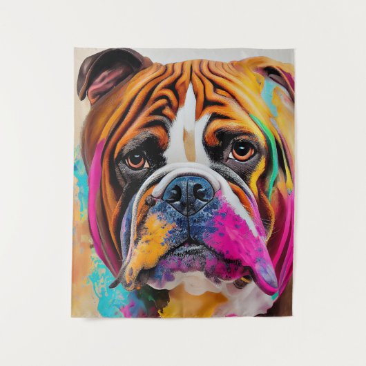 Engelse bulldog hond huisdier schattig Schattig di Wandkleed (Voorkant)