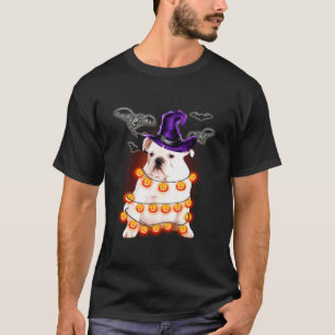 Engelse Bulldog hond licht pompoen grappige hallow T-shirt