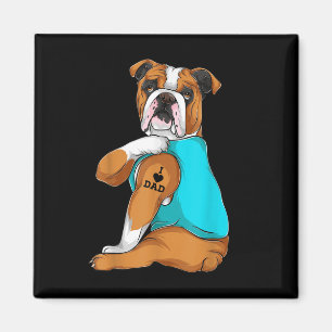 Engelse Bulldog I Love Dad Tattoo Apparel, Dog Dad Magneet