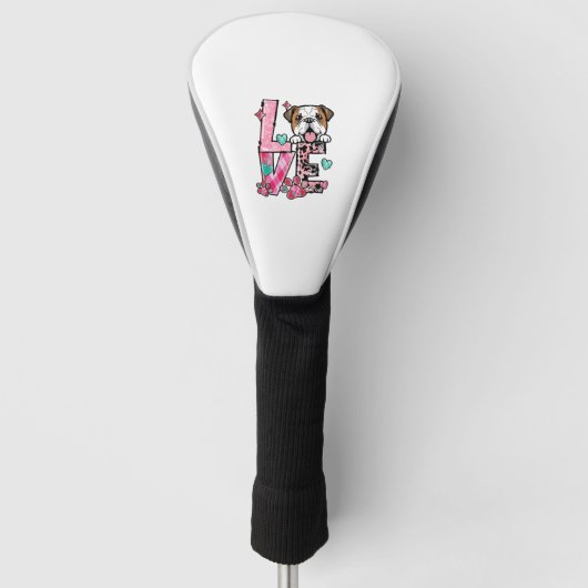 Engelse bulldog Ik hou van mijn hond Golfheadcover (Voorkant)