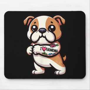 Engelse Bulldog Ik hou van oma Funny Dog Tattoo Muismat