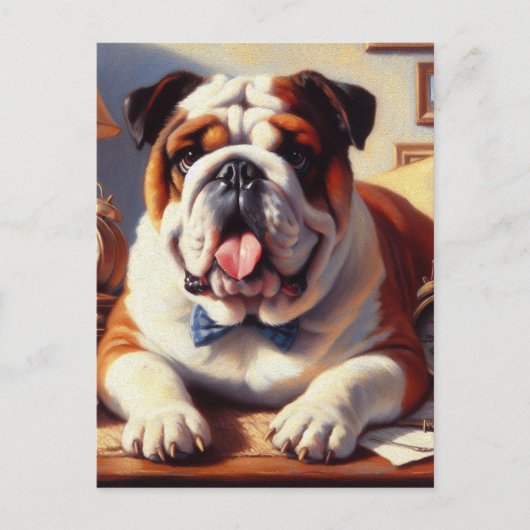 Engelse Bulldog Illustratie Briefkaart (Voorkant)