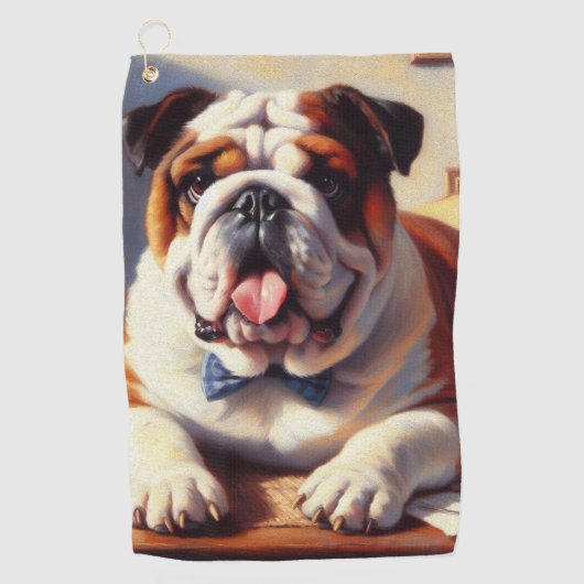  Engelse Bulldog Illustratie Golfhanddoek (Voorkant)