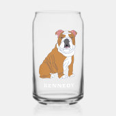 Engelse Bulldog Illustration Personalized Blikvorm Glas (Voorkant)
