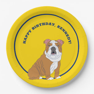 Engelse Bulldog Illustration Personalized Party Papieren Bordje