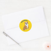 Engelse Bulldog Illustration Personalized Ronde Sticker (Envelop)