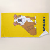 Engelse Bulldog Illustration Personalized Strandlaken (Voorkant)