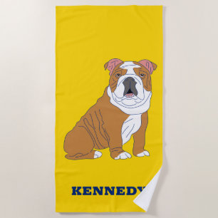 Engelse Bulldog Illustration Personalized Strandlaken