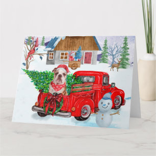 Engelse Bulldog In Besluit Truck Sneeuw Kaart