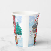 Engelse Bulldog in snow-kersthondenhuis Papieren Bekers (Rechts)