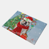 Engelse Bulldog in Snow met kerstcadeaus Deurmat (Schuin)