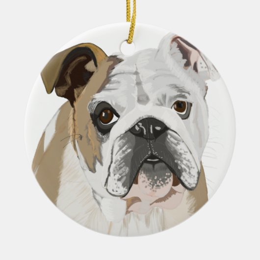 Engelse Bulldog Keramisch Ornament (Voorkant)