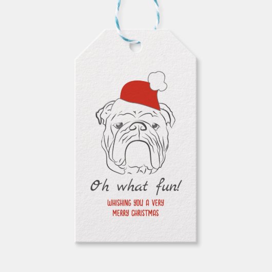 Engelse Bulldog Kerst Cadeaulabel (Voorkant)