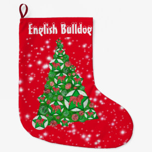 Engelse Bulldog Kerst Grote Boom Decoratie Rood Kerstsok