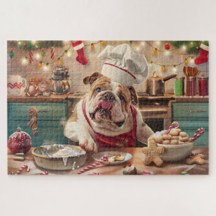 Engelse Bulldog Kerstbakken: Festive Kerstmis Legpuzzel