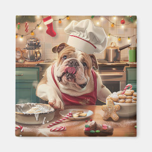 Engelse Bulldog Kerstbakken: Festive Kerstmis Magneet