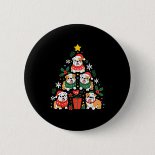 Engelse Bulldog Kerstboom Hond Liefhebber Vrouwen Ronde Button 5,7 Cm