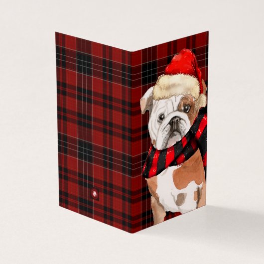 Engelse Bulldog kerstfeest Red Holiday Pset Kaart (Buitenkant)