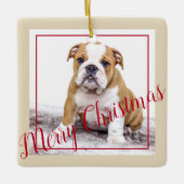 Engelse Bulldog kerstfeestdag - foto Keramisch Ornament (Voorkant)
