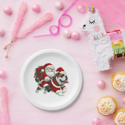 Engelse Bulldog kerstkerstboomluiden Papieren Bordje (Feest)