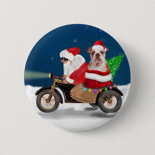 Engelse Bulldog kerstkerstkerstkerstman T Ronde Button 5,7 Cm (Voorkant)