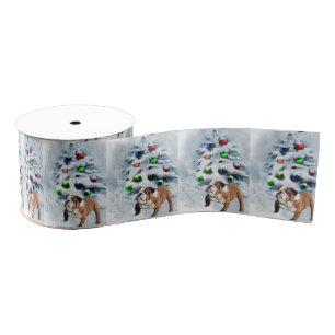 Engelse Bulldog Kerstmis Grosgrain Lint