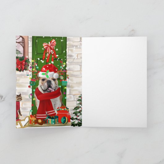 Engelse Bulldog Kerstmis Kaart (Binnen)