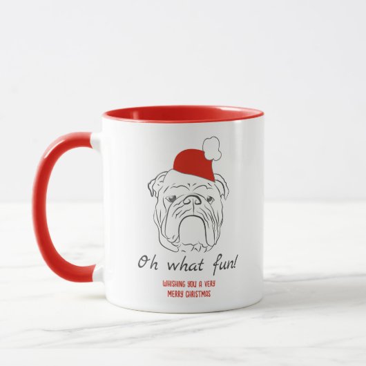Engelse Bulldog Kerstmis Mok (Links)
