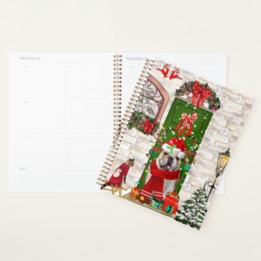 Engelse Bulldog kerstmis Planner (Display)
