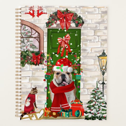 Engelse Bulldog kerstmis Planner (Voorkant)