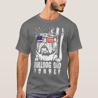 Engelse Bulldog Lover Bull Dog Dad American Flag 4 T-shirt