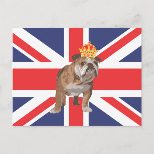 Engelse Bulldog met Crown and Union Jack Briefkaart