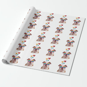 Engelse Bulldog met Hartjes Valentijnsdag Cadeaupapier
