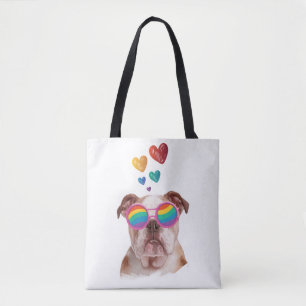 Engelse Bulldog met Hartjes Valentijnsdag Draagtas