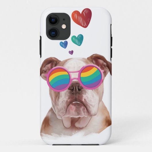 Engelse Bulldog met Hearts Valentijnsdag Case-Mate iPhone Case (Achterkant)