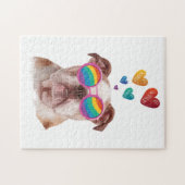 Engelse Bulldog met Hearts Valentijnsdag Legpuzzel (Horizontaal)