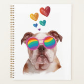 Engelse Bulldog met Hearts Valentijnsdag Planner (Voorkant)