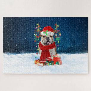 Engelse Bulldog met kerstcadeaus Legpuzzel
