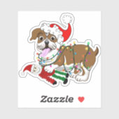 Engelse Bulldog met kerstlampjes voor prettig kers Sticker (Vel)