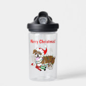 Engelse Bulldog met kerstlampjes voor prettig kers Waterfles (Voorkant)