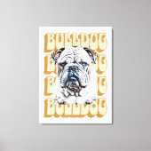 Engelse Bulldog met Retro Font Canvas Afdruk (Voorkant)