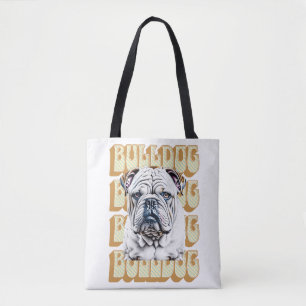 Engelse Bulldog met Retro Font Draagtas