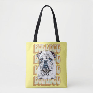 Engelse Bulldog met Retro Font Draagtas