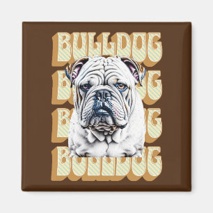Engelse Bulldog met Retro Font Magneet