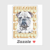 Engelse Bulldog met Retro Font Sticker (Vel)