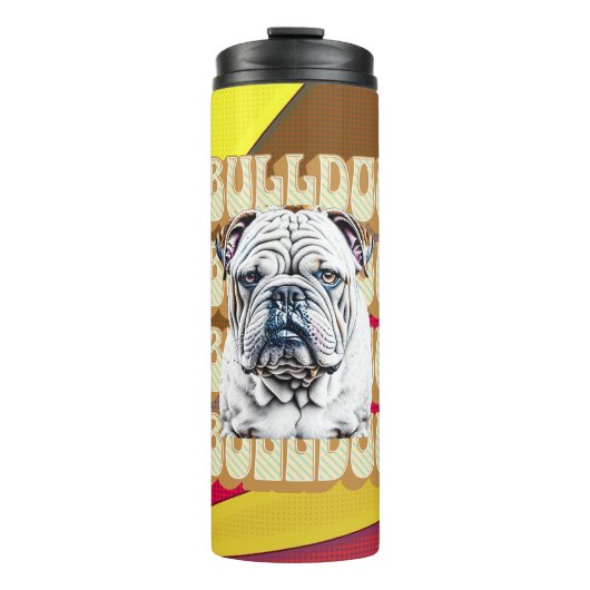 Engelse Bulldog met Retro Font Thermosbeker (Voorkant)