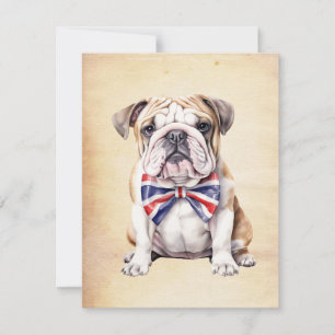 Engelse Bulldog met Union Jack Vlinderdas Notitiekaartje