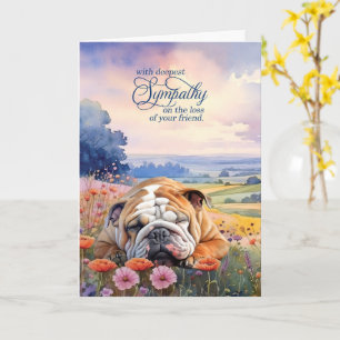 Engelse Bulldog met Wilde Bloemen Huisdier Condole Kaart