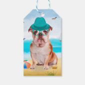 Engelse Bulldog op Beach Cadeaulabel (Voorkant)