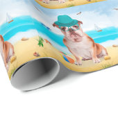 Engelse Bulldog op Beach Cadeaupapier (Rol Hoek)